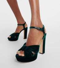 Jimmy Choo Heloise 120 velvet peep-toe platform pumps