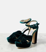 Jimmy Choo Heloise 120 velvet peep-toe platform pumps