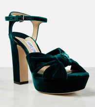 Jimmy Choo Heloise 120 velvet peep-toe platform pumps