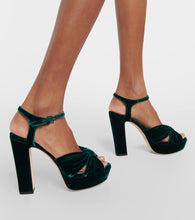 Jimmy Choo Heloise 120 velvet peep-toe platform pumps