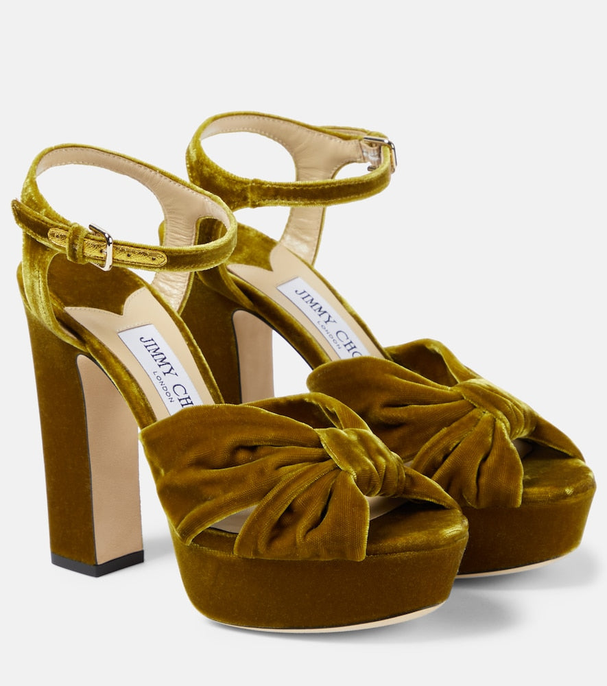 Jimmy Choo Heloise 120 velvet platform sandals - Jimmy Choo Heloise 120 天鹅绒厚底凉鞋