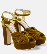 Jimmy Choo Heloise 120 velvet platform sandals - Jimmy Choo Heloise 120 天鹅绒厚底凉鞋