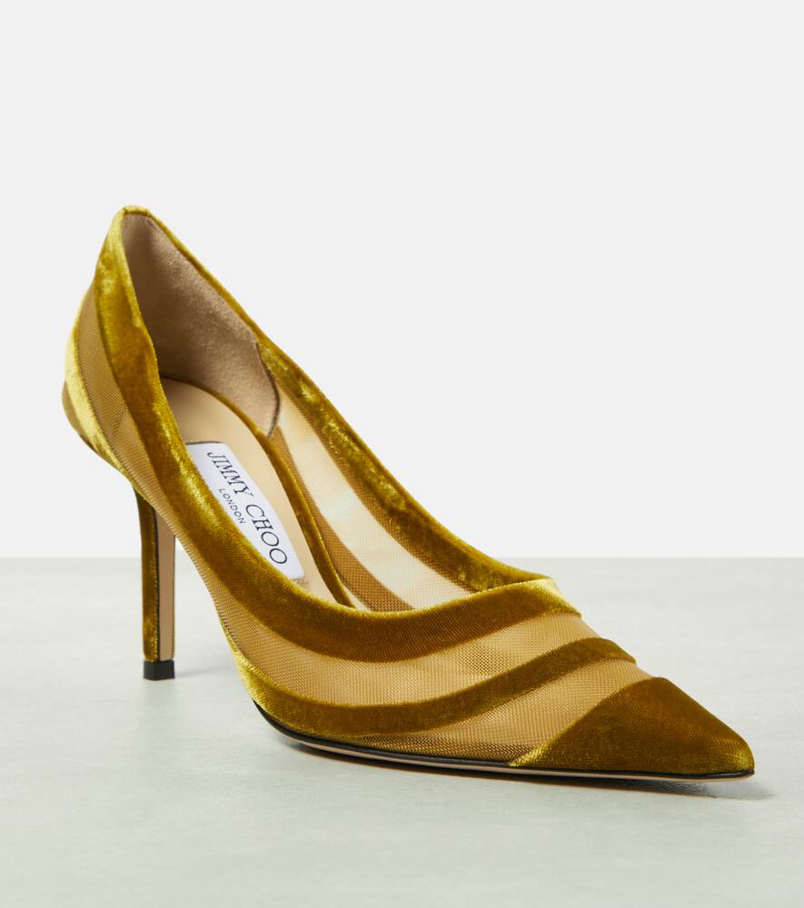 Jimmy Choo Love 85 velvet-trimmed pumps