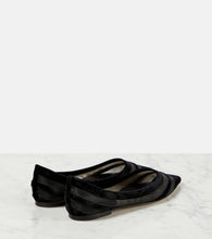 Jimmy Choo Love tulle-trimmed velvet ballet flats