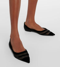 Jimmy Choo Love tulle-trimmed velvet ballet flats