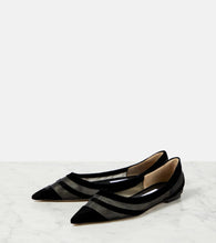 Jimmy Choo Love tulle-trimmed velvet ballet flats