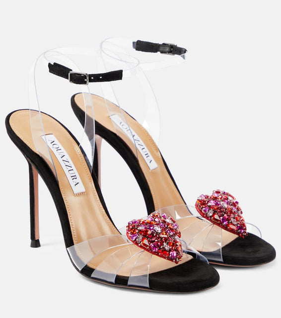 Aquazzura Love Me 105 embellished PVC sandals
