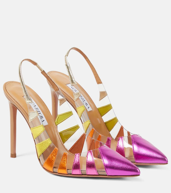 Aquazzura Hot Rumor leather and PVC 105 slingback pumps