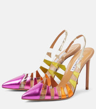 Aquazzura Hot Rumor leather and PVC 105 slingback pumps