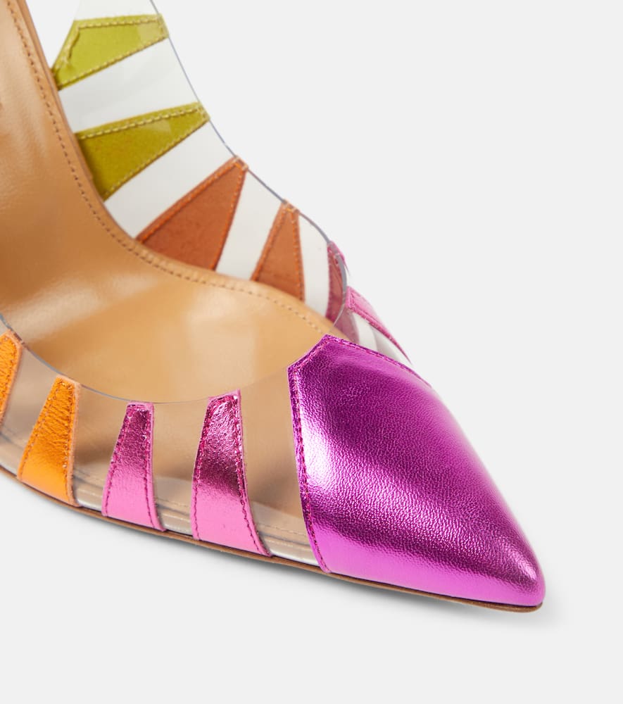Aquazzura Hot Rumor leather and PVC 105 slingback pumps