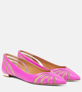 Aquazzura The Spy leather and mesh ballet flats