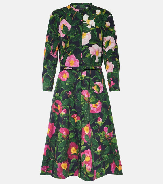 Oscar de la Renta Floral cotton-blend shirt dress