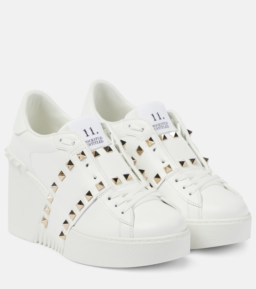 Valentino Garavani Open Disco leather wedge sneakers - Valentino Garavani Open Disco 皮革坡跟运动鞋
