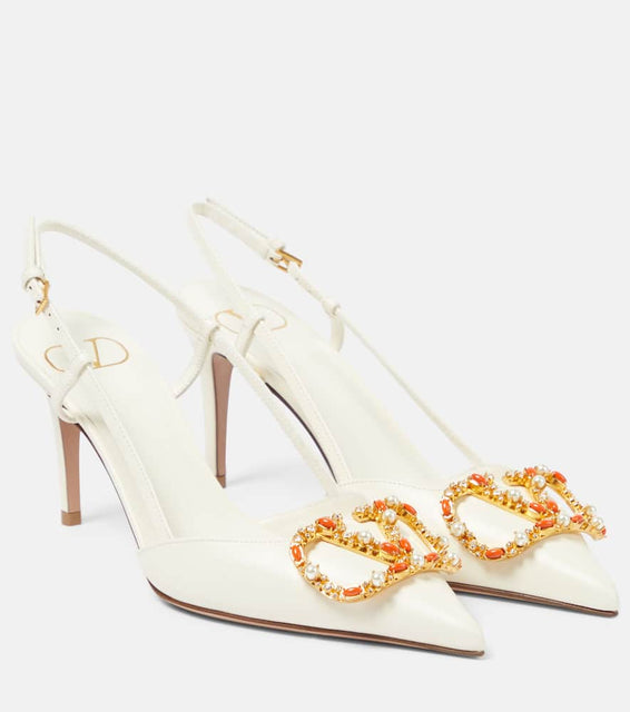 Valentino Garavani VLogo leather slingback pumps