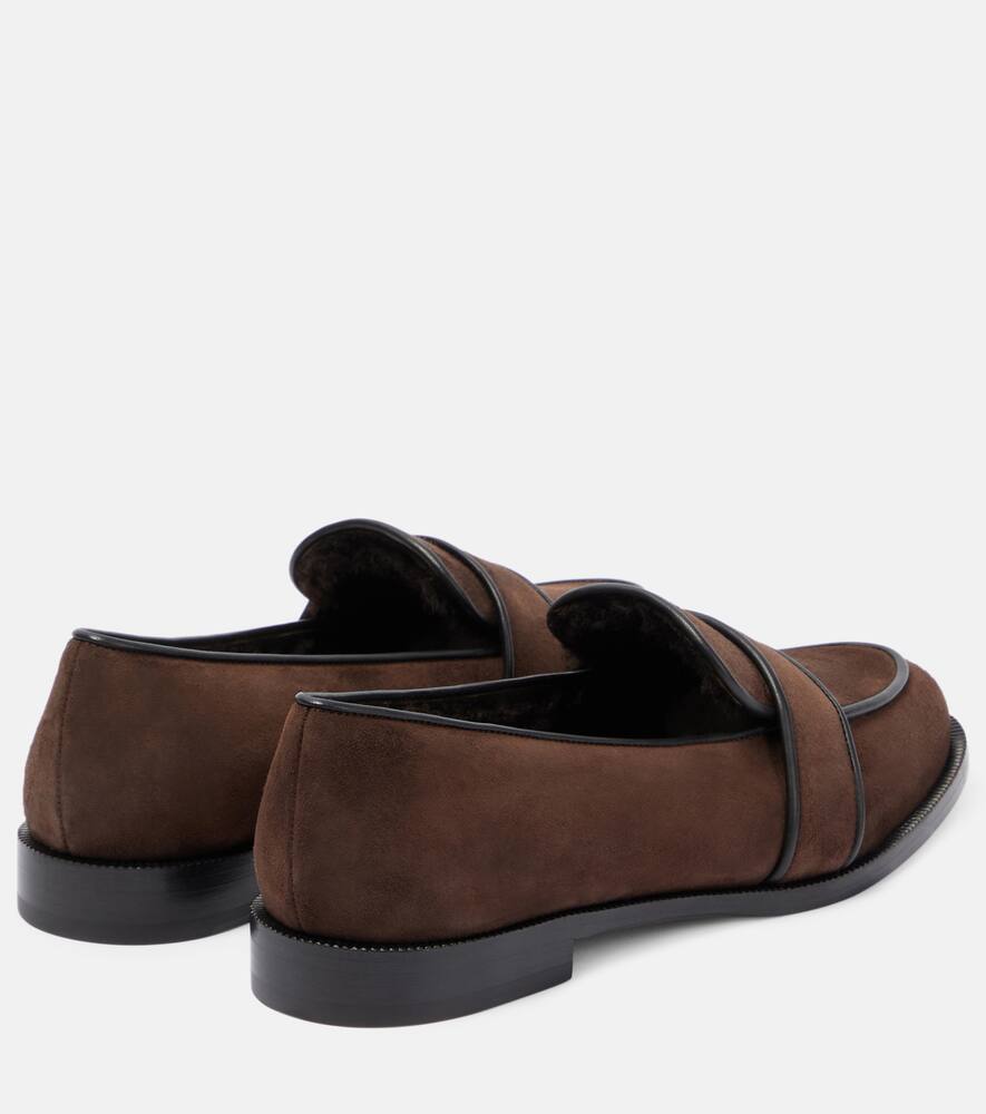 Aquazzura Martin shearling-lined suede loafers