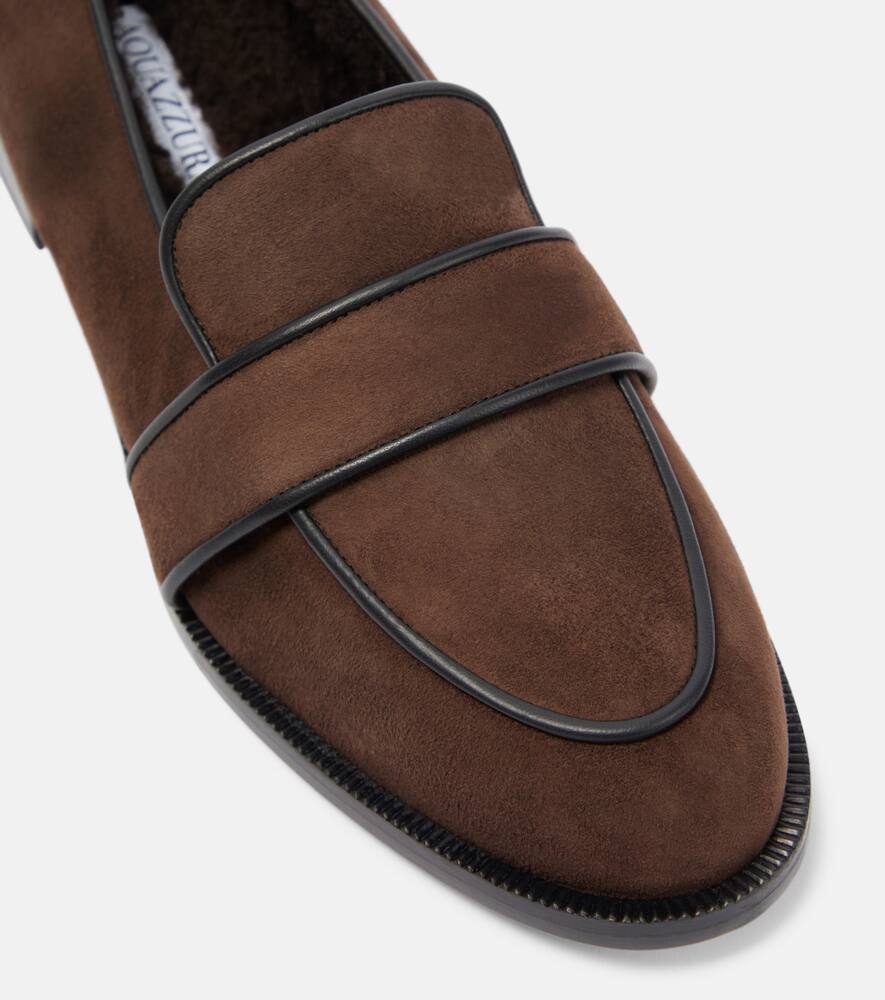 Aquazzura Martin shearling-lined suede loafers