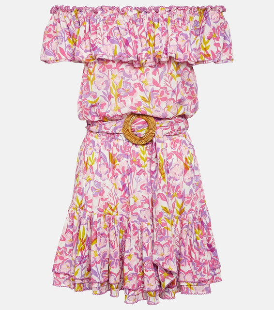 Poupette St Barth Bella printed off-shoulder minidress