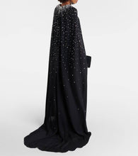 Monique Lhuillier Caped crystal-embellished silk gown