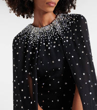 Monique Lhuillier Caped crystal-embellished silk gown