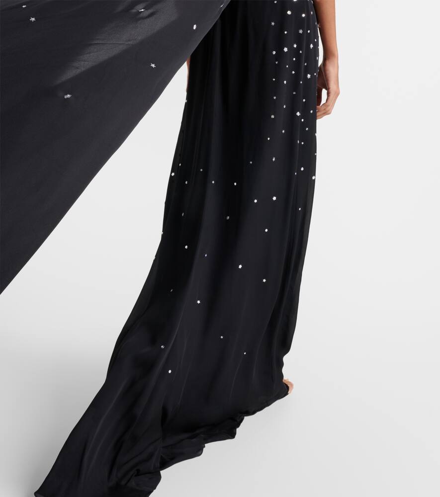 Monique Lhuillier Caped crystal-embellished silk gown