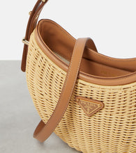 Prada Arqu√É¬© woven leather-trimmed shoulder bag