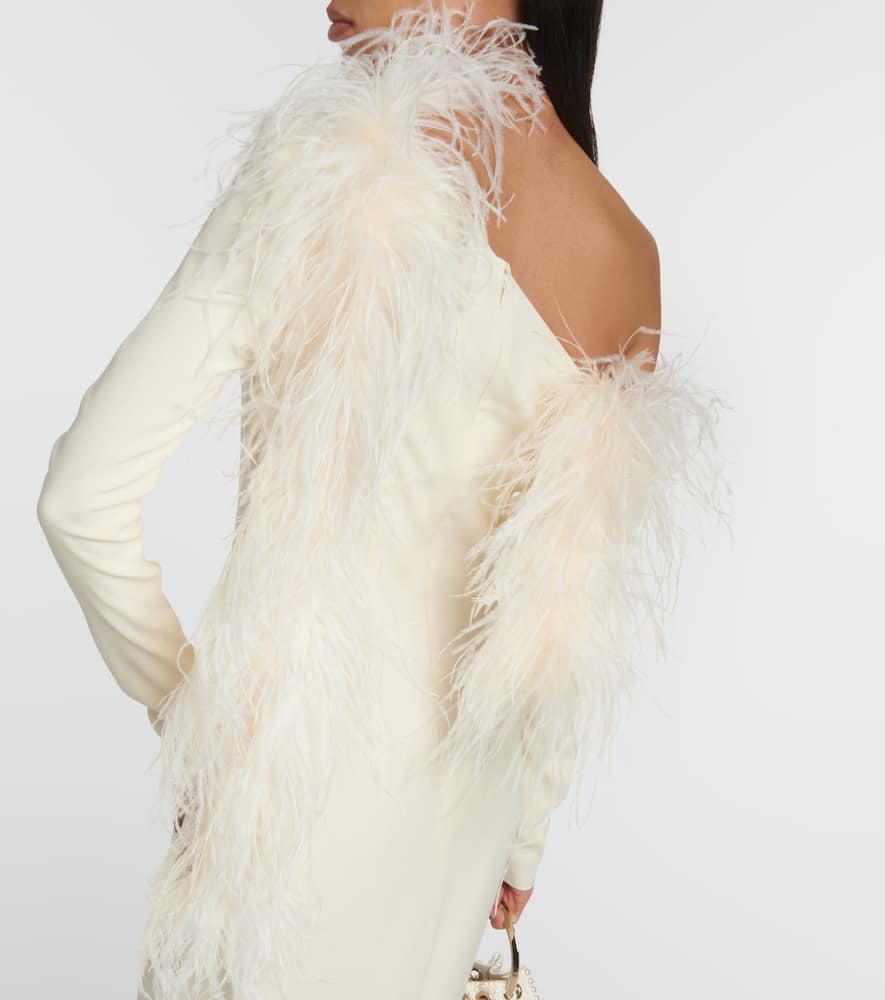 Taller Marmo Garbo feather-trimmed crêpe gown