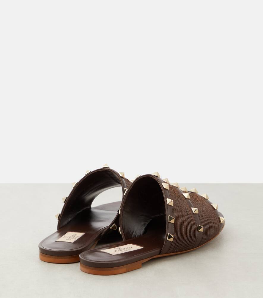 Valentino Garavani Rockstud raffia-trimmed leather sandals