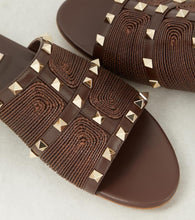 Valentino Garavani Rockstud raffia-trimmed leather sandals