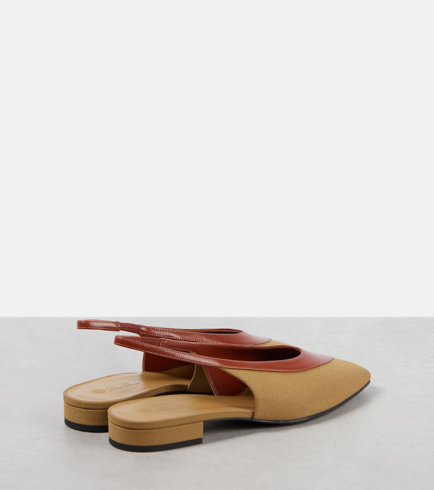 Loro Piana Rebecca leather-trimmed slingback flats