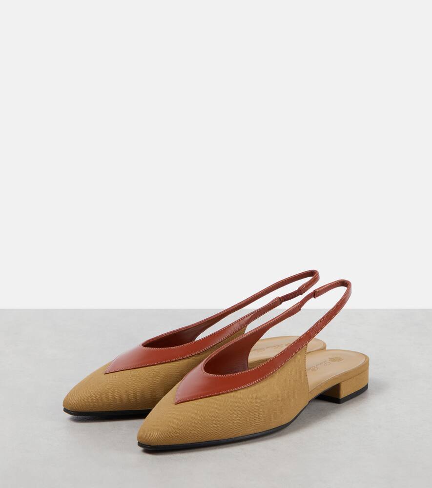 Loro Piana Rebecca leather-trimmed slingback flats