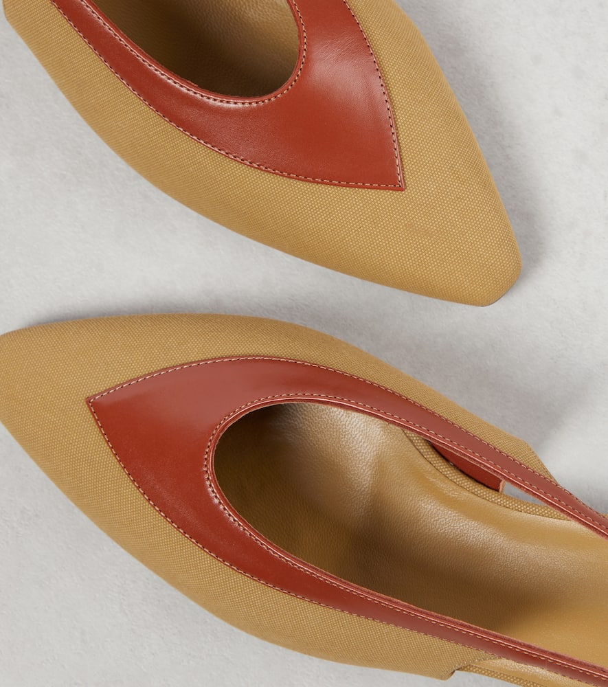 Loro Piana Rebecca leather-trimmed slingback flats