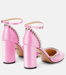 Mach & Mach Audrey crystal-embellished satin pumps