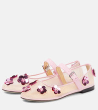 Mach & Mach Sequined leather-trimmed Mary Jane flats