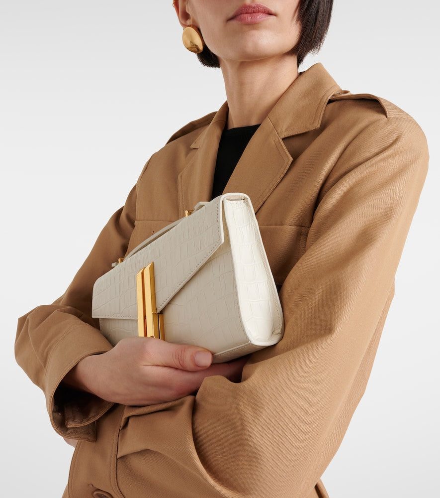DeMellier Vancouver croc-effect leather clutch