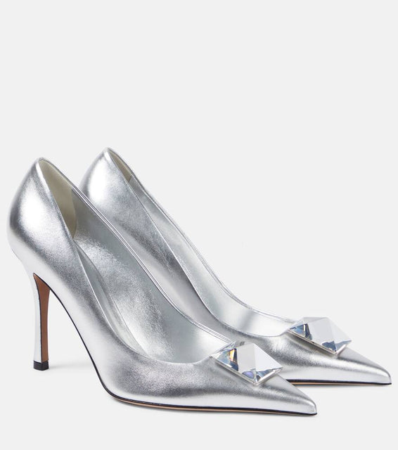 Valentino Garavani One Stud metallic leather pumps