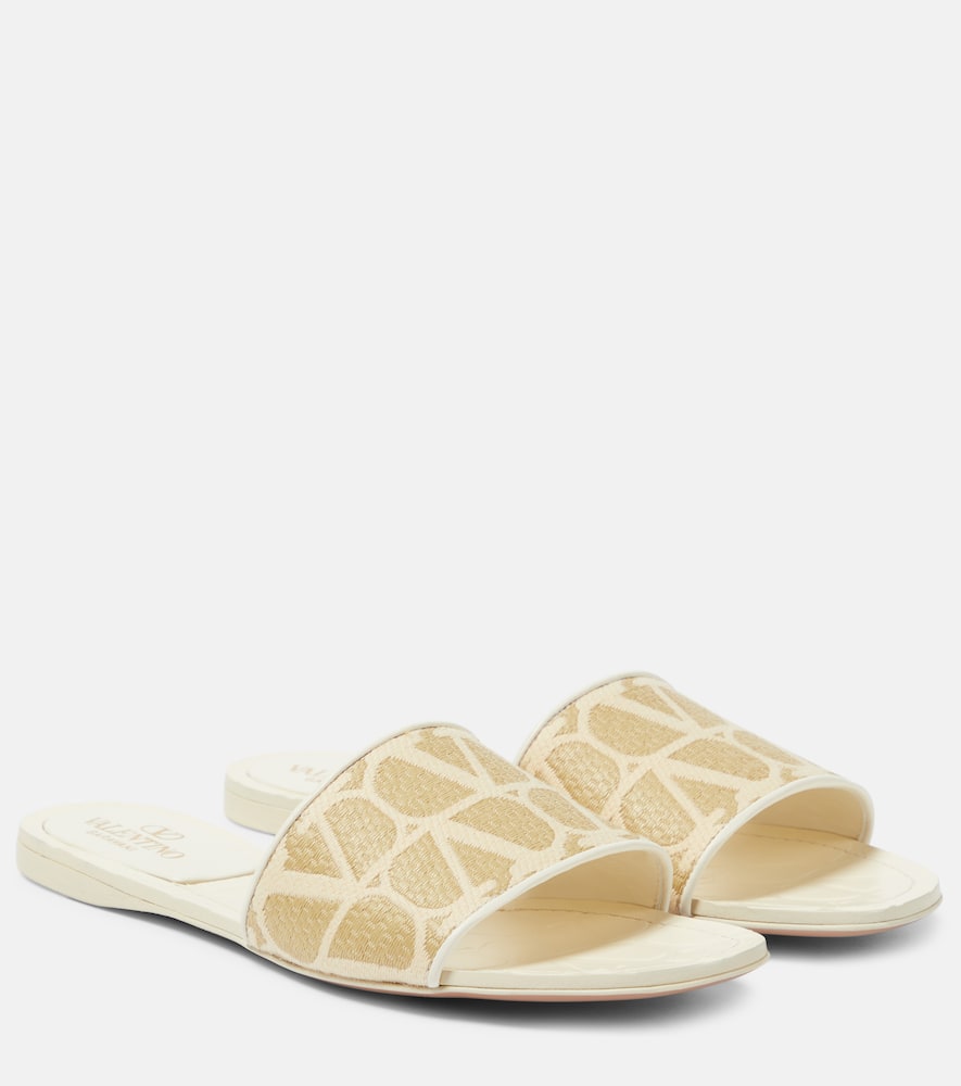 Valentino Garavani Toile Iconographe raffia slides