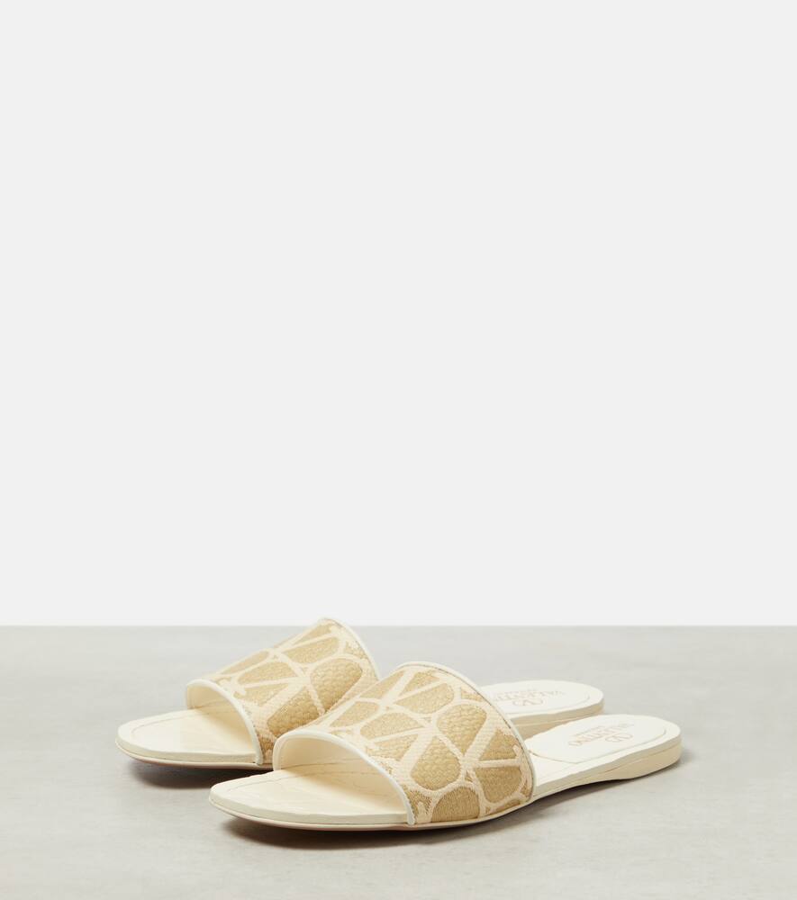 Valentino Garavani Toile Iconographe raffia slides