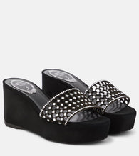 Rene Caovilla Embellished suede platform slides