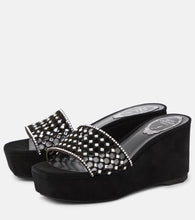 Rene Caovilla Embellished suede platform slides