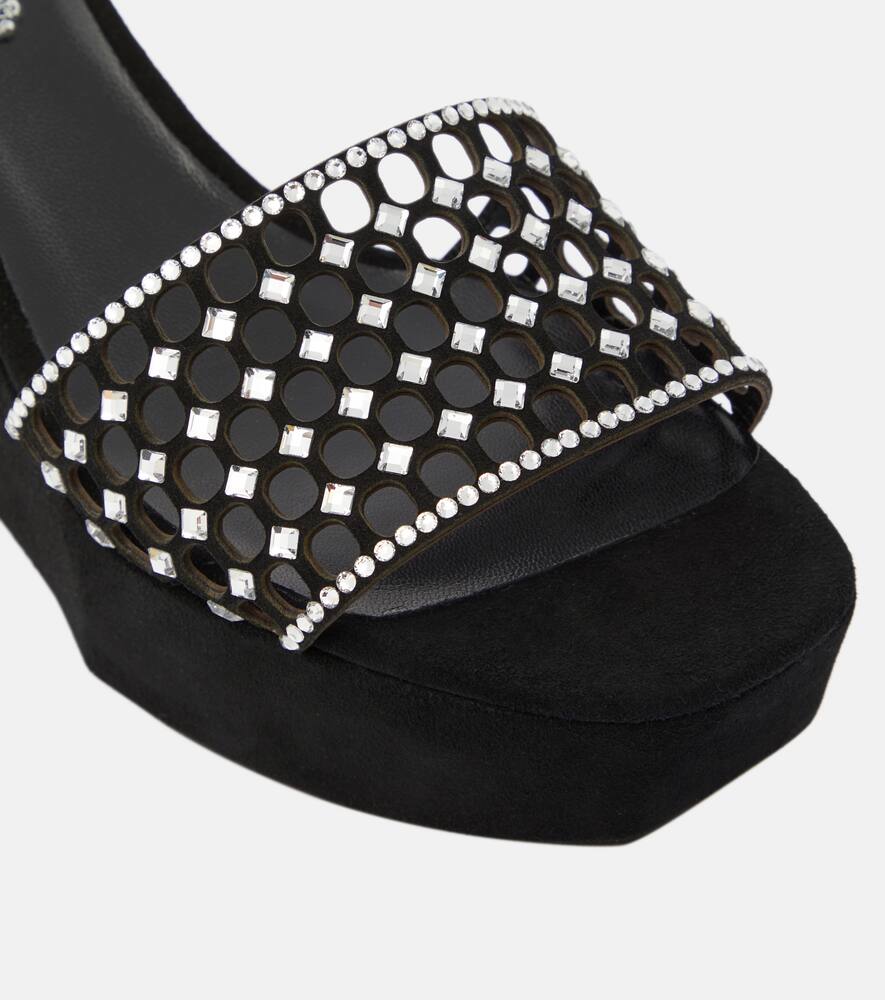 Rene Caovilla Embellished suede platform slides