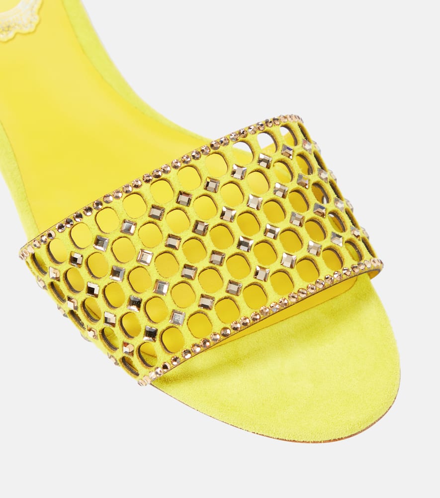 Rene Caovilla Crystal-embellished suede slides