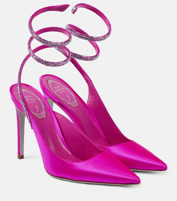 Rene Caovilla Cleo embellished satin pumps