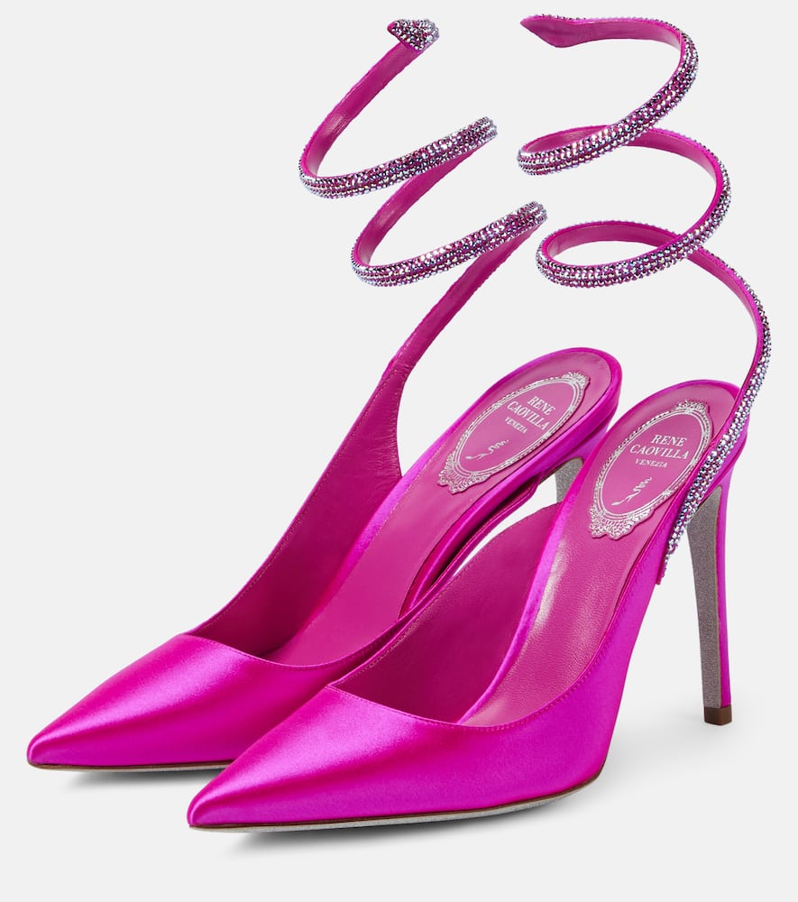 Rene Caovilla Cleo embellished satin pumps