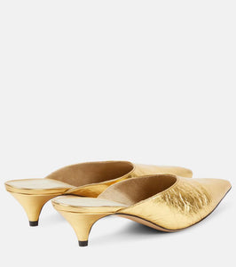 Khaite River metallic leather mules