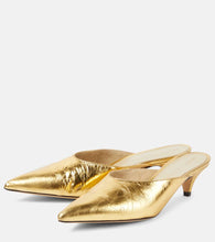 Khaite River metallic leather mules