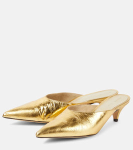 Khaite River metallic leather mules