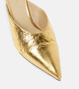 Khaite River metallic leather mules