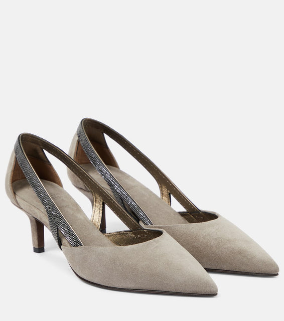 Brunello Cucinelli Suede slingback pumps