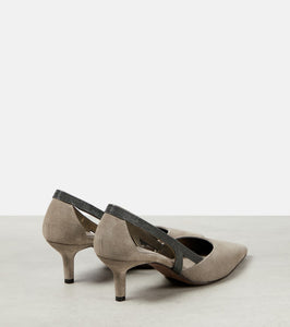 Brunello Cucinelli Suede slingback pumps