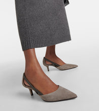 Brunello Cucinelli Suede slingback pumps